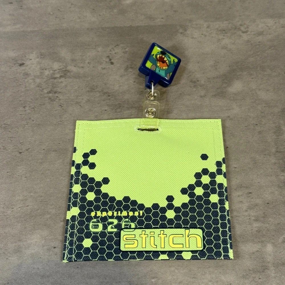 Vintage Disney Lilo Stitch Experiment 626 Retractable ID Badge Holder Lime Green